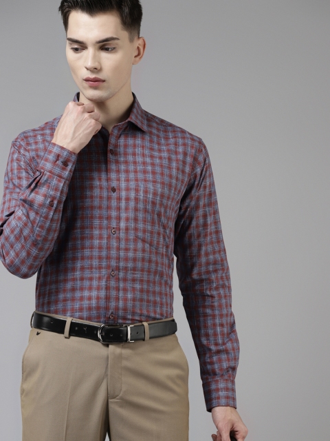 

Park Avenue Men Maroon Pure Cotton Slim Fit Checked Formal Shirt