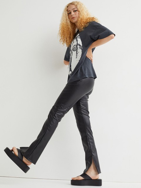 

H&M Women Black Solid Flared Leggings