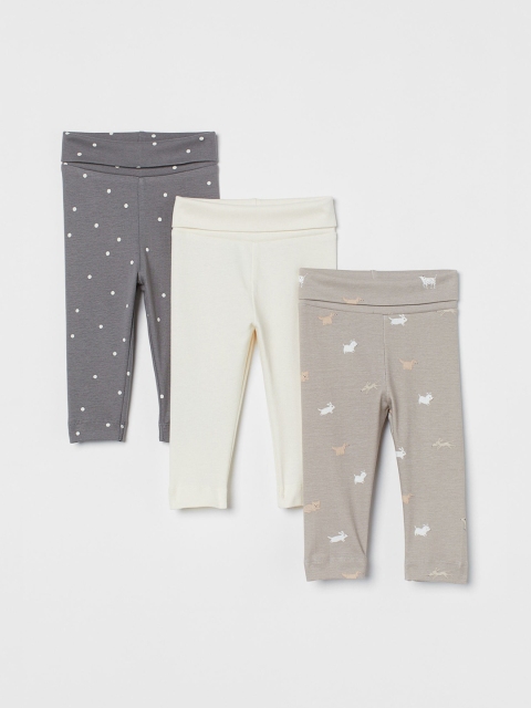 

H&M Girls Pack of 3 Printed Ankle Length Leggings, White