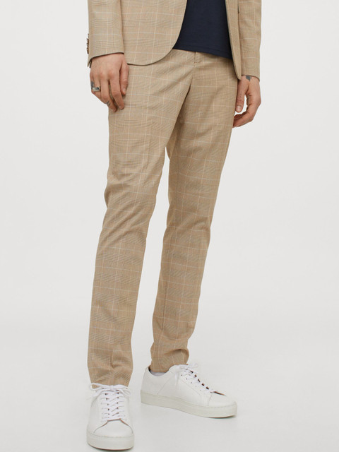 

H&M Men Beige Suit Trousers Skinny Fit