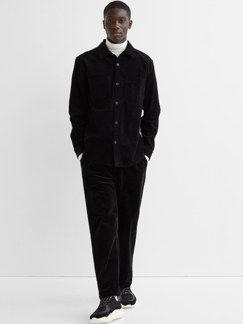 

H&M Men Black Regular Fit Corduroy trousers