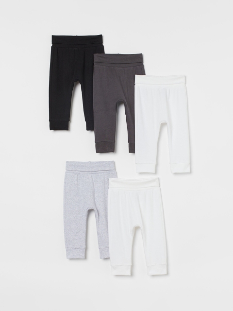 

H&M Girls White & Black 5-Pack Cotton Trousers