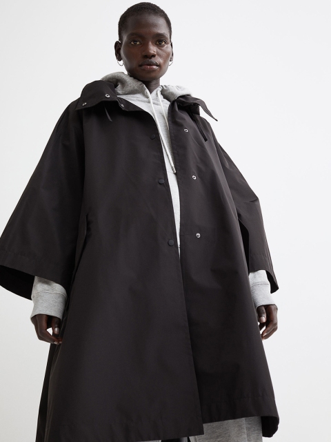 

H&M Women Black Solid Oversized Rain Coat