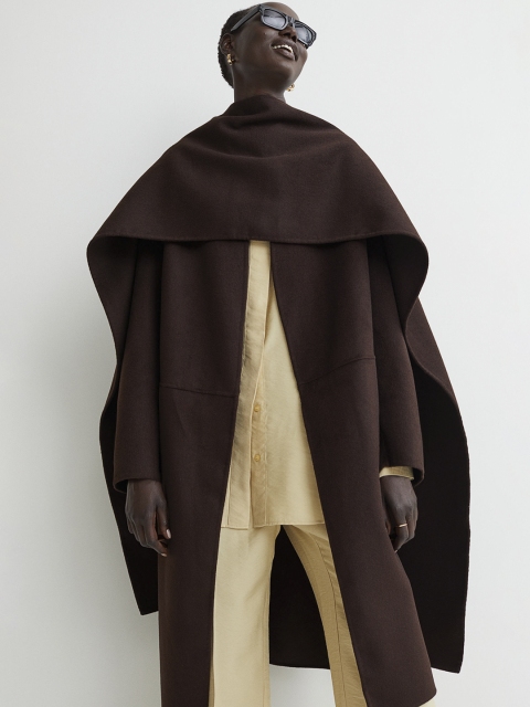 

H&M Woman Brown Wool-blend coat