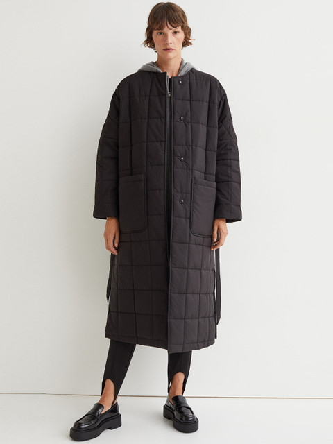 

H&M Women Black Quilted Coat