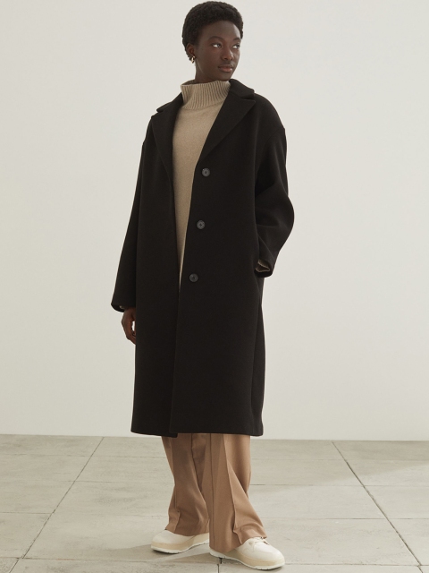 

H&M Woman Black Straight-style coat