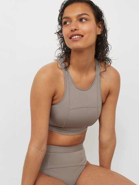 

H&M Women Beige & Grey Solid Sports Bikini Bottoms