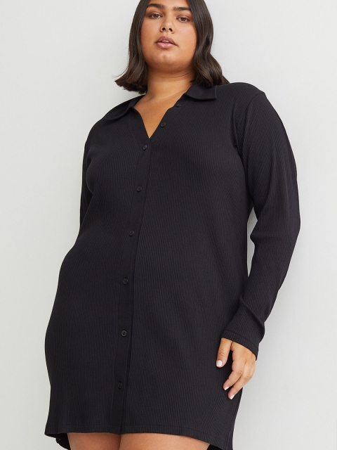 

H&M+ Women Plus Size Black Ribbed Dress