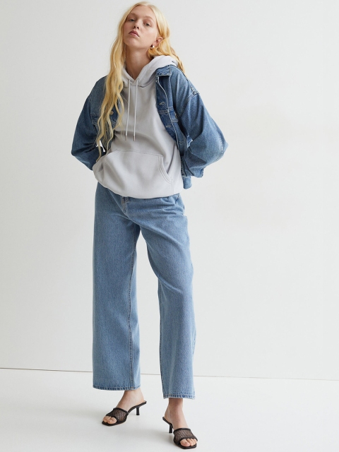 

H&M Women Blue Solid Wide High Jeans