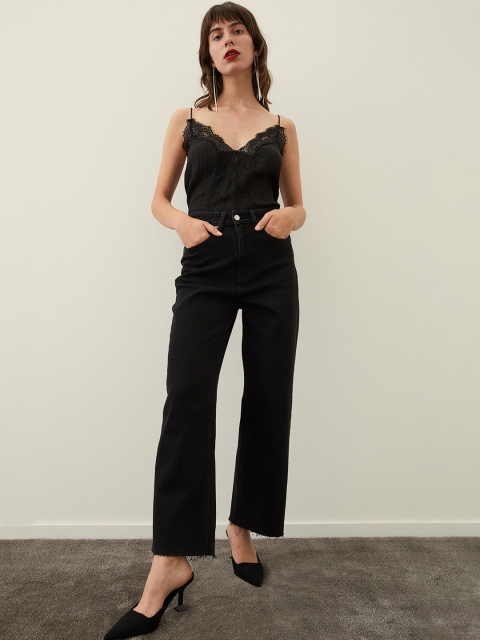 

H&M Women Black Wide High Ankle Jeans