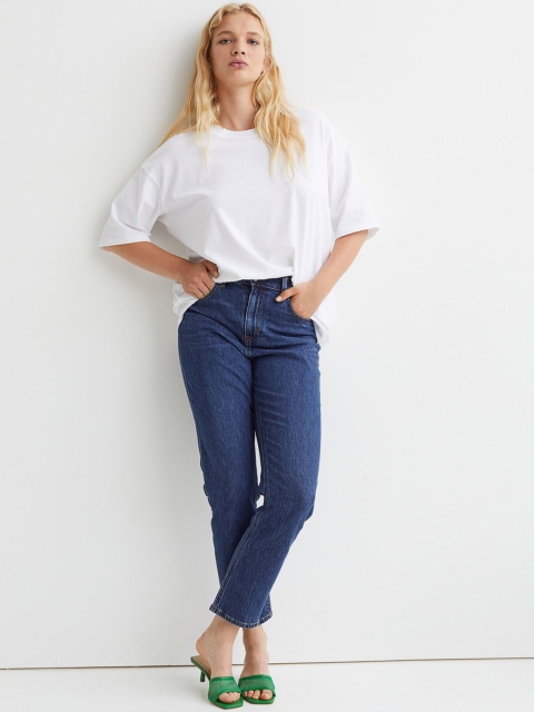 

H&M Women Blue Slim High Ankle Jeans