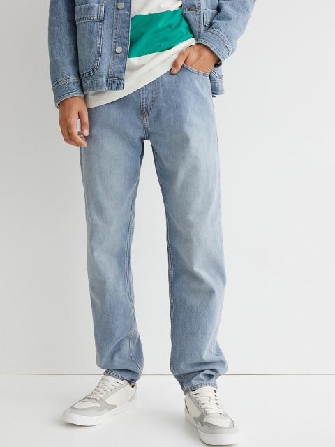 

H&M Men Blue Washed Relaxed Pull-On Jeans