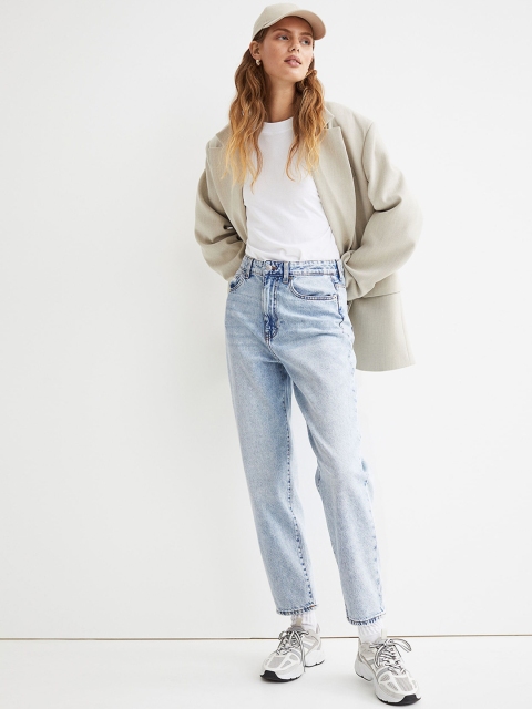

H&M Women Blue Mom Loose-fit Ultra High Jeans