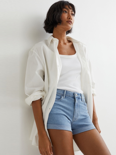 

H&M Woman Blue Curvy Fit Stretch Jeans Shorts