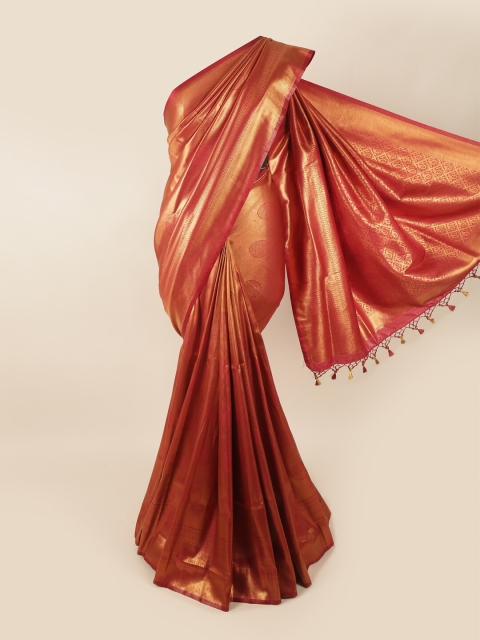 

Pothys Maroon & Gold-Toned Woven Design Zari Art Silk Banarasi Saree