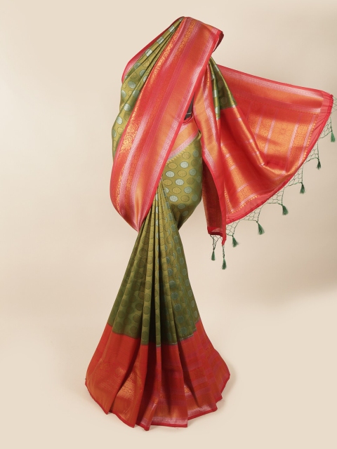 

Pothys Green & Red Woven Design Zari Art Silk Banarasi Saree