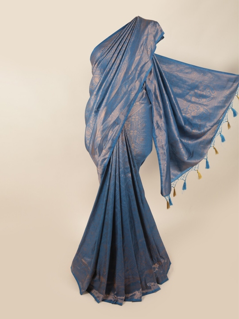 

Pothys Blue & Gold-Toned Woven Design Banarasi Saree