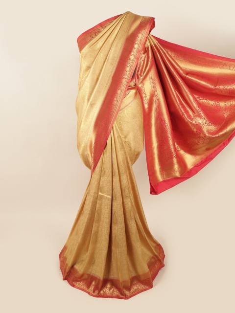 

Pothys Cream-Coloured & Red Woven Design Zari Art Silk Banarasi Saree
