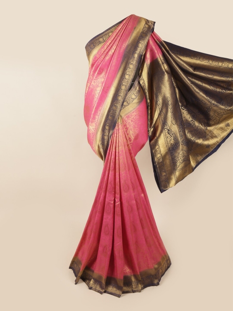 

Pothys Pink & Gold-Toned Woven Design Zari Art Silk Banarasi Saree