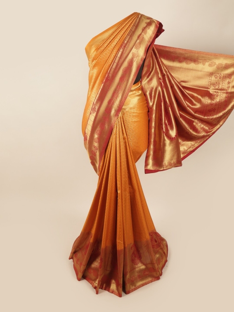 

Pothys Mustard & Brown Woven Design Zari Art Silk Banarasi Saree