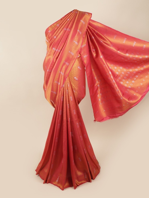 

Pothys Pink & Gold-Toned Ethnic Motifs Zari Art Silk Banarasi Saree