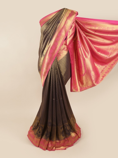 

Pothys Navy Blue & Gold-Toned Woven Design Zari Art Silk Banarasi Saree