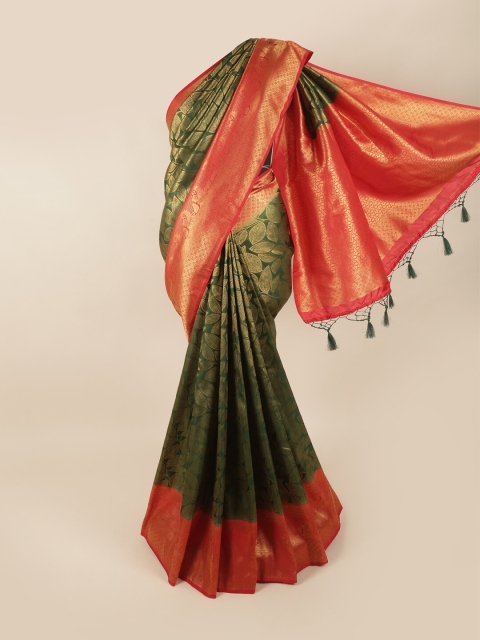 

Pothys Green & Red Woven Design Banarasi Saree