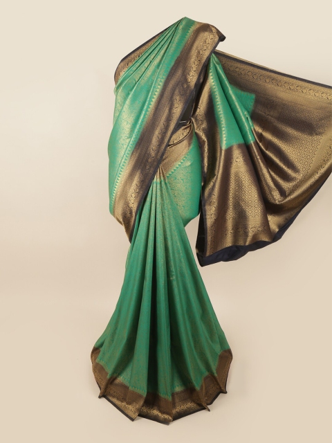 

Pothys Green & Gold-Toned Woven Design Zari Art Silk Banarasi Saree