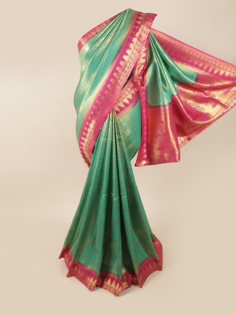 

Pothys Green & Pink Ethnic Motifs Zari Art Silk Banarasi Saree