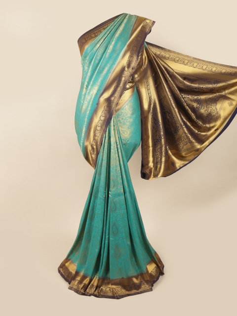

Pothys Blue & Gold-Toned Woven Design Zari Art Silk Banarasi Saree