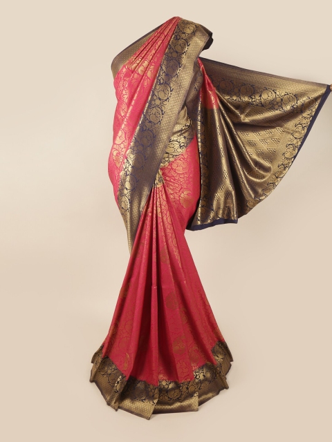 

Pothys Pink & Gold-Toned Woven Design Zari Art Silk Banarasi Saree