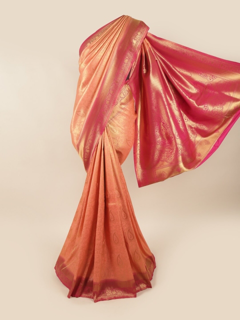 

Pothys Pink & Gold-Toned Woven Design Banarasi Saree