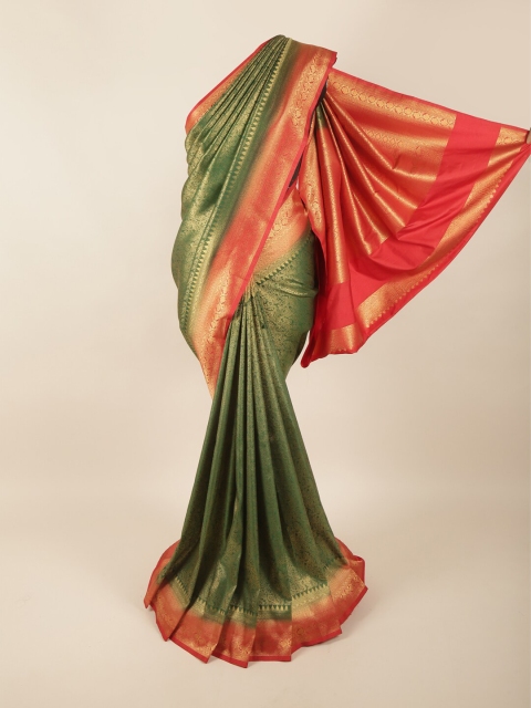 

Pothys Green & Red Woven Design Zari Art Silk Banarasi Saree