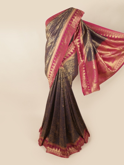 

Pothys Navy Blue & Pink Woven Design Zari Art Silk Banarasi Saree