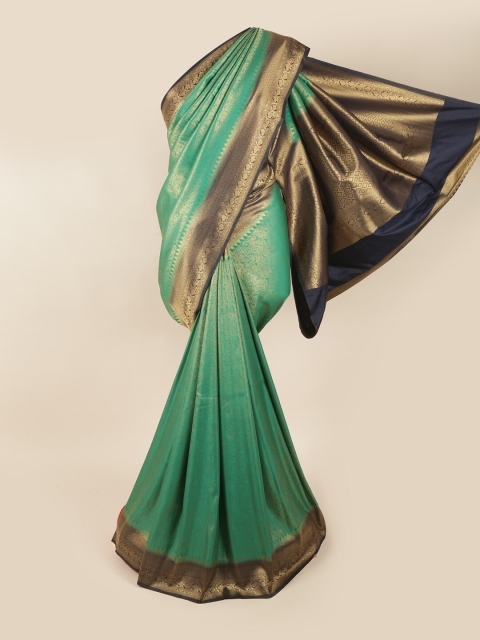 

Pothys Green & Gold-Toned Ethnic Motifs Zari Art Silk Banarasi Saree