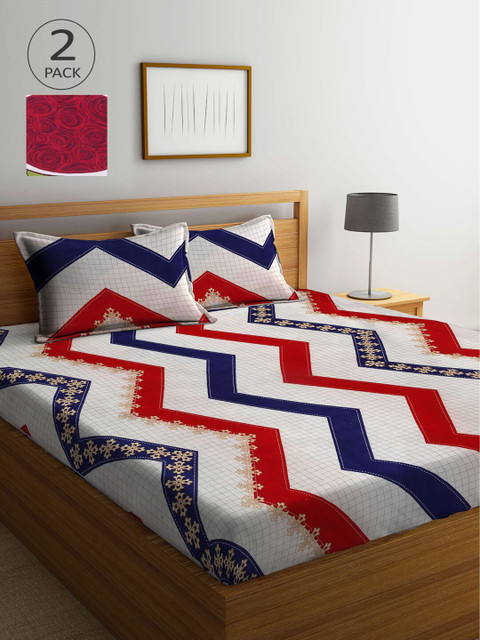 

KLOTTHE Multicoloured Printed 210 TC 2 King Bedsheet with 4 Pillow Covers, Multi