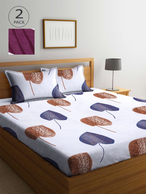 

KLOTTHE Pack Of 2 210 TC Cotton 2 King Bedsheet with 4 Pillow Covers, Multi