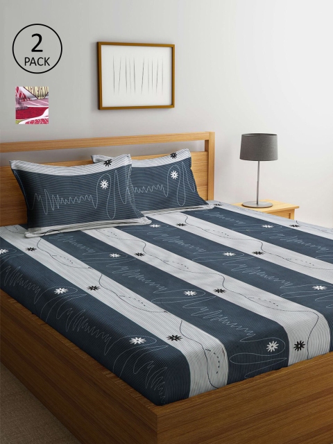 

KLOTTHE Multicoloured Printed 210 TC 2 King Bedsheet with 4 Pillow Covers, Multi
