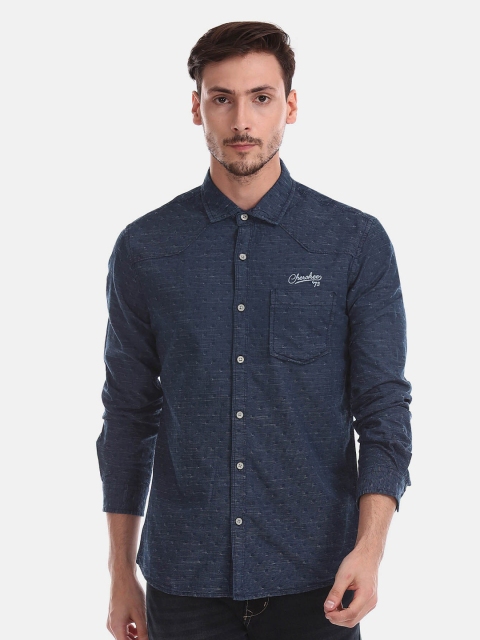 

Cherokee Men Blue Opaque Casual Shirt