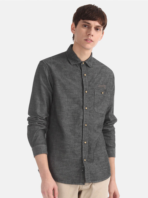 

Cherokee Men Grey Opaque Casual Shirt