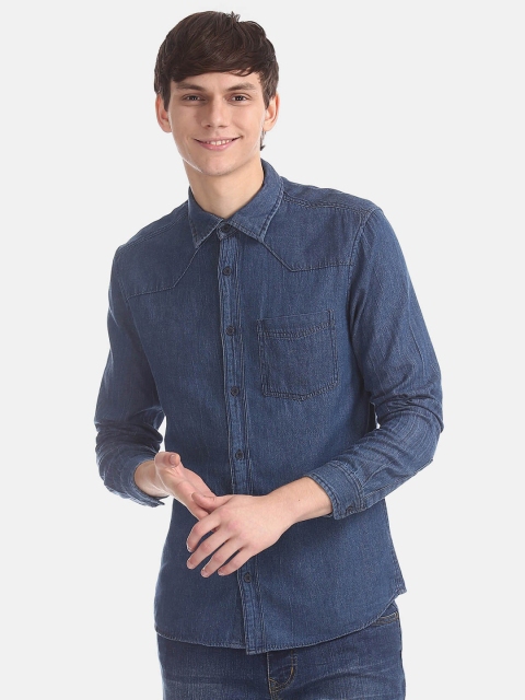

Cherokee Men Blue Opaque Casual Shirt