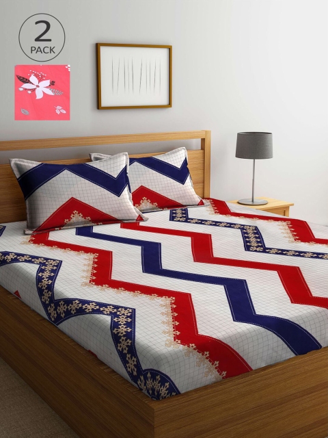 

KLOTTHE Pack Of 2 210 TC Cotton 2 King Bedsheet with 4 Pillow Covers, Multi