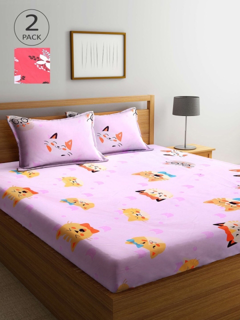 

KLOTTHE Multicoloured Printed 210 TC 2 King Bedsheet with 4 Pillow Covers, Multi
