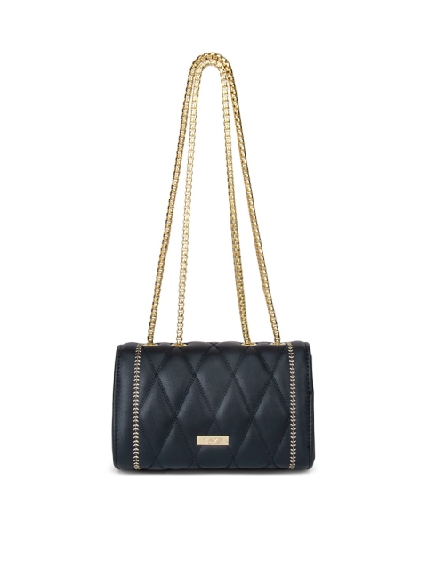 

Kazo Black PU Quilted Structured Sling Bag