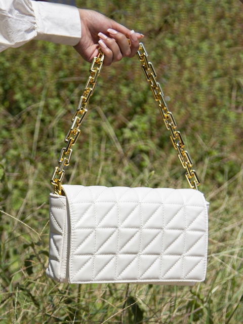 

Kazo White PU Oversized Structured Shoulder Bag with Quilted