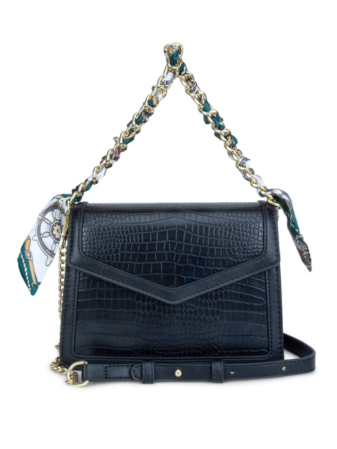 

Kazo Black Textured PU Structured Sling Bag