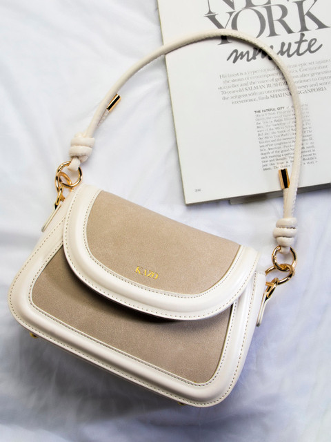 

Kazo White Colourblocked PU Structured Shoulder Bag with Tasselled