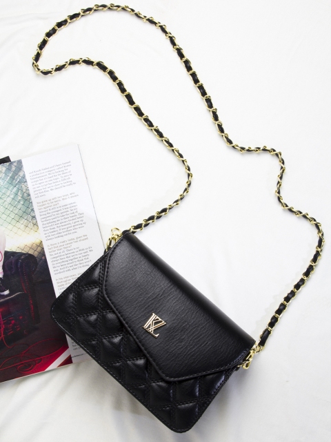 

Kazo Black PU Structured Sling Bag with Quilted