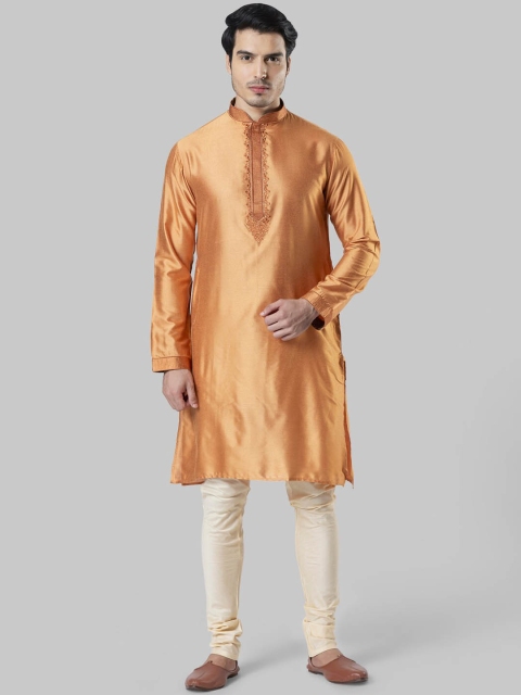 

Ethnix by Raymond Men Orange Thread Work Kurta