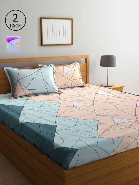 

KLOTTHE Multicoloured Printed 210 TC 2 King Bedsheet with 4 Pillow Covers, Multi